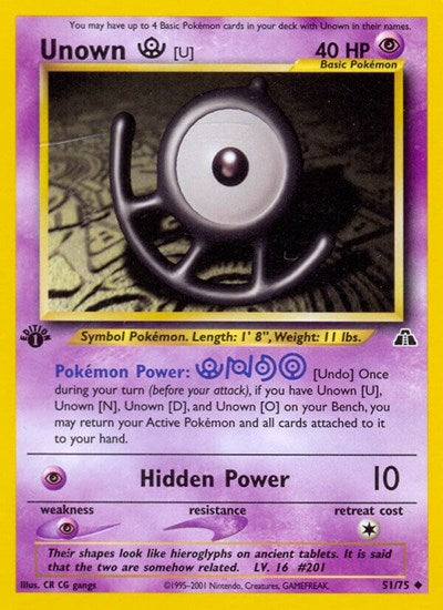 Unown (U) (Neo Discovery) Light Play 1st Edition
