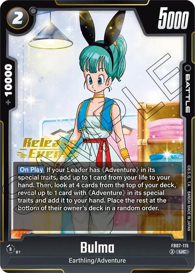Bulma FB07-115 (Wish For Shenron Release Event Cards) Near Mint