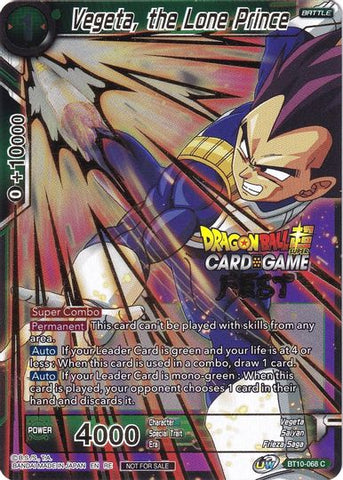 Vegeta, le prince solitaire (Card Game Fest 2022) (BT10-068) [Cartes de promotion de tournoi] 