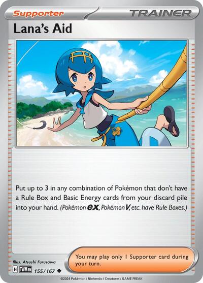 Lana's Aid - 155 (SV06: Twilight Masquerade) Near Mint Reverse Holofoil - Nick Nack's Full Frontal Attack