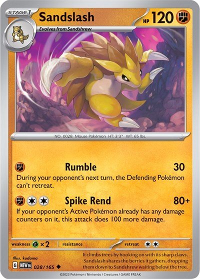 Sandslash (Scarlet and Violet: 151) Near Mint Reverse Holofoil - Nick Nack's Full Frontal Attack