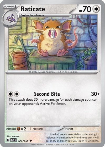 Raticate (Scarlet and Violet: 151) Near Mint Reverse Holofoil - Nick Nack's Full Frontal Attack