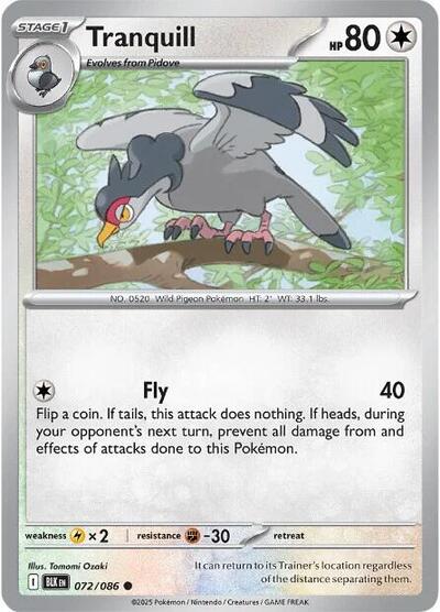 Tranquill (SV: Black Bolt) Near Mint Reverse Holofoil - Nick Nack's Full Frontal Attack