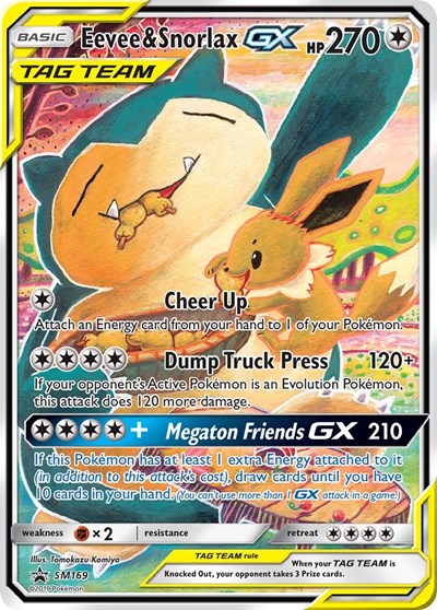 Eevee & Snorlax GX - SM169 (SM Promos) Light Play Holofoil