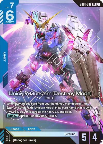 Unicorn Gundam (Destroy Mode) (Newtype Rising) Near Mint Holofoil