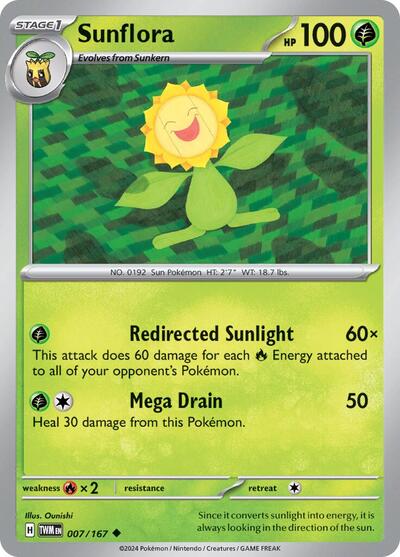 Sunflora - 007 (SV06: Twilight Masquerade) Near Mint Reverse Holofoil - Nick Nack's Full Frontal Attack