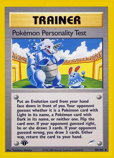 Pokemon Personality Test (Neo Destiny) Light Play Unlimited