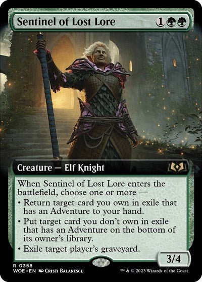 Sentinel of Lost Lore (Extended Art) (Wilds of Eldraine) Near Mint - Nick Nack's Full Frontal Attack