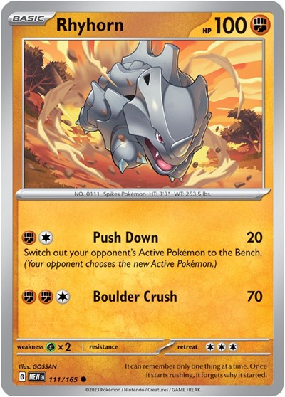 Rhyhorn (Scarlet and Violet: 151) Near Mint