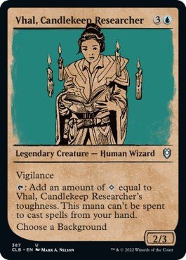 Vhal, Candlekeep Researcher (Showcase) (Commander Legends: Battle for Baldur's Gate) Near Mint - Nick Nack's Full Frontal Attack