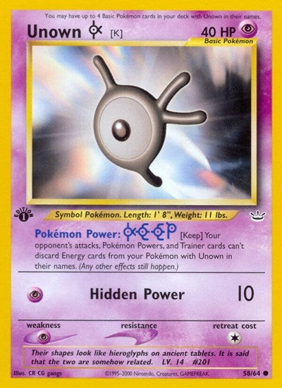 Unown (K) (Neo Revelation) Light Play 1st Edition