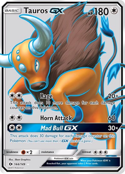 Tauros GX (Full Art) (SM Base Set) Near Mint Holofoil