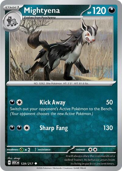 Mightyena - 129 (ME: Ascended Heroes) Near Mint - Nick Nack's Full Frontal Attack