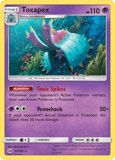 Toxapex (SM Base Set) Near Mint Reverse Holofoil