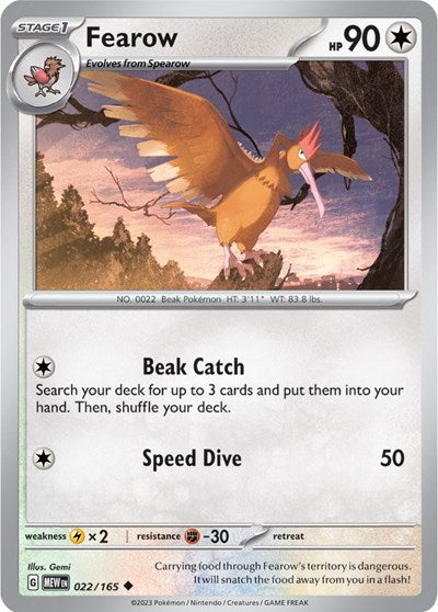 Fearow (Scarlet and Violet: 151) Near Mint Reverse Holofoil