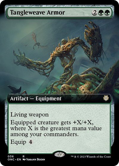 Tangleweave Armor (Extended Art) (Commander: Phyrexia: All Will Be One) Near Mint Foil - Nick Nack's Full Frontal Attack
