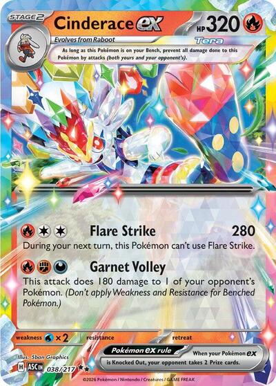 Cinderace ex (ME: Ascended Heroes) Near Mint Holofoil