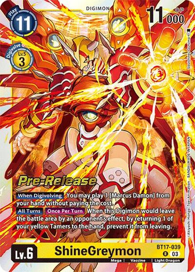 ShineGreymon (Secret Crisis Pre-Release Cards) Near Mint