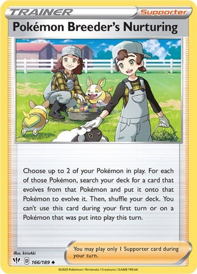 Pokemon Breeder's Nurturing (SWSH03: Darkness Ablaze) Near Mint - Nick Nack's Full Frontal Attack
