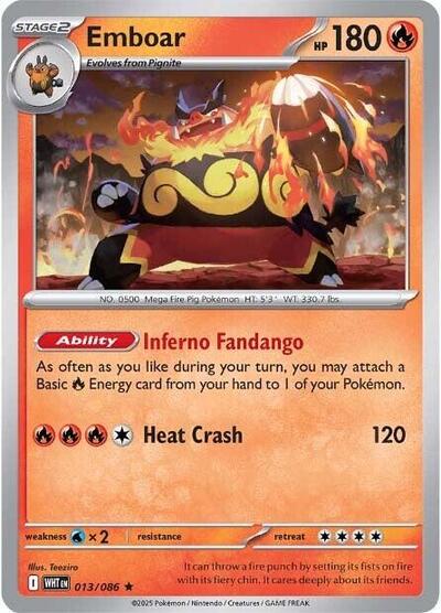 Emboar (SV: White Flare) Near Mint Holofoil - Nick Nack's Full Frontal Attack