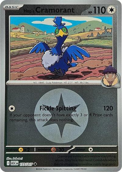 Hop's Cramorant (Energy Symbol Pattern) (ME: Ascended Heroes) Near Mint Reverse Holofoil - Nick Nack's Full Frontal Attack