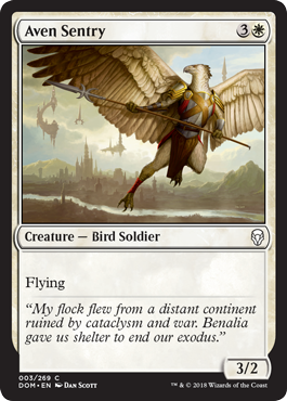 Aven Sentry (Dominaria) Light Play Foil