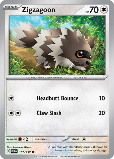 Zigzagoon (Scarlet and  Violet: Obsidian Flames) Near Mint