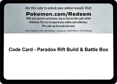 Code Card - Paradox Rift Build & Battle Box (Scarlet and Violet: Paradox Rift) Near Mint