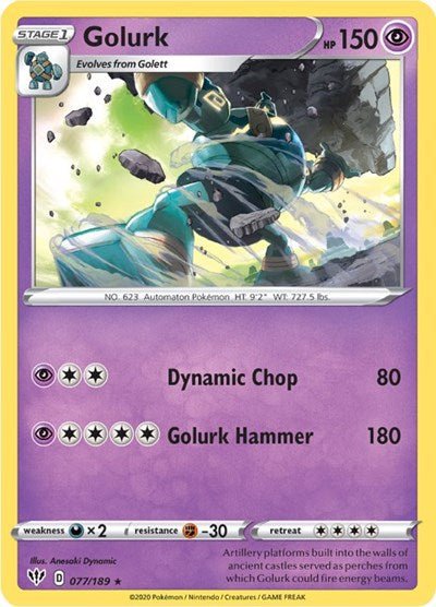 Golurk (SWSH03: Darkness Ablaze) Near Mint - Nick Nack's Full Frontal Attack