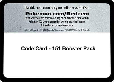 Code Card - 151 Booster Pack (Scarlet and Violet: 151) Near Mint