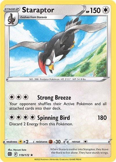 Staraptor (SWSH09: Brilliant Stars) Near Mint - Nick Nack's Full Frontal Attack