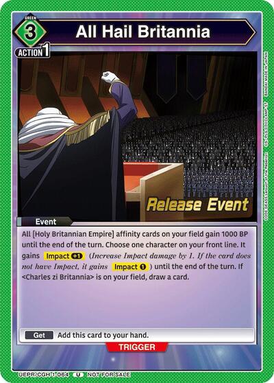 All Hail Britannia (Code Geass: Lelouch of the Rebellion Release Event Cards) Near Mint - Nick Nack's Full Frontal Attack