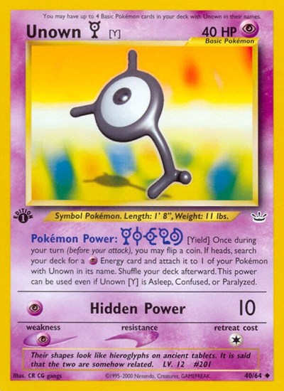 Unown (Y) (Neo Revelation) Light Play 1st Edition