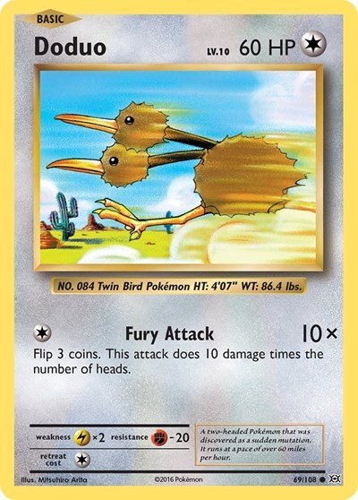 Doduo (XY - Evolutions) Medium Play - Nick Nack's Full Frontal Attack