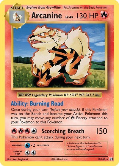 Arcanine (XY - Evolutions) Light Play Reverse Holofoil - Nick Nack's Full Frontal Attack