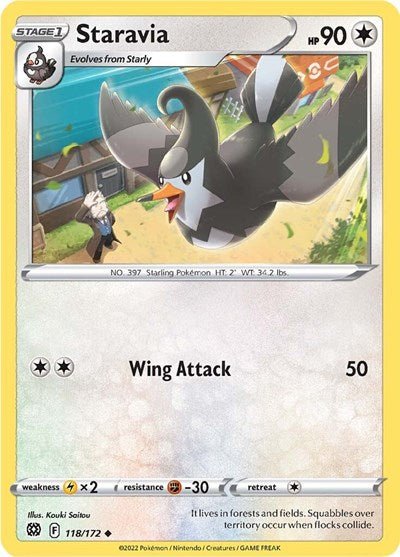 Staravia (SWSH09: Brilliant Stars) Near Mint - Nick Nack's Full Frontal Attack