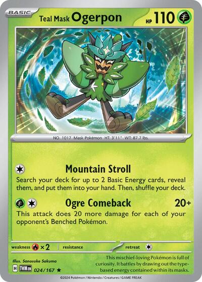 Teal Mask Ogerpon (SV06: Twilight Masquerade) Near Mint Reverse Holofoil - Nick Nack's Full Frontal Attack