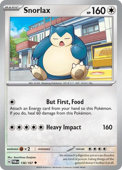 Snorlax (SV06: Twilight Masquerade) Near Mint Reverse Holofoil - Nick Nack's Full Frontal Attack