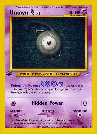 Unown (Z) (Neo Destiny) Light Play 1st Edition