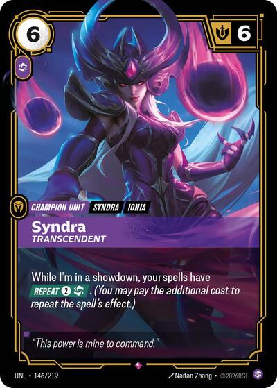 Syndra Transcendent (Unleashed) Near Mint Foil