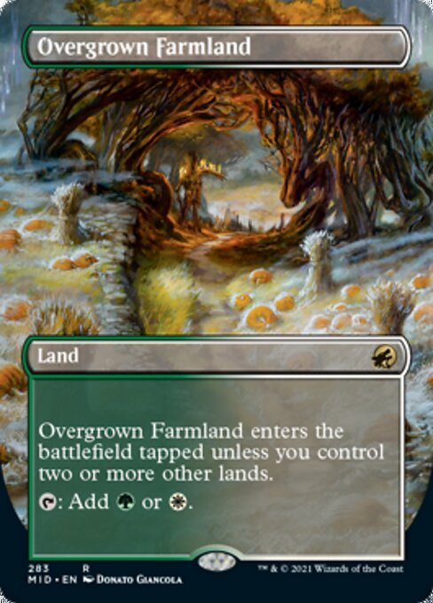 Overgrown Farmland (Borderless) (Innistrad: Midnight Hunt) Near Mint Foil - Nick Nack's Full Frontal Attack