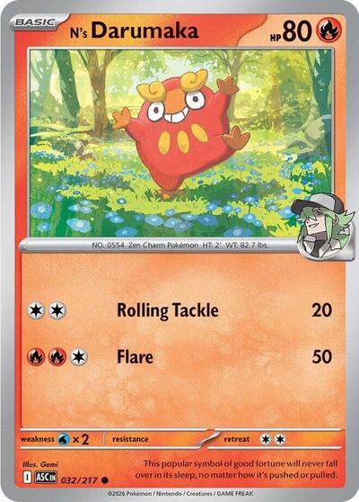 N's Darumaka (ME: Ascended Heroes) Near Mint - Nick Nack's Full Frontal Attack