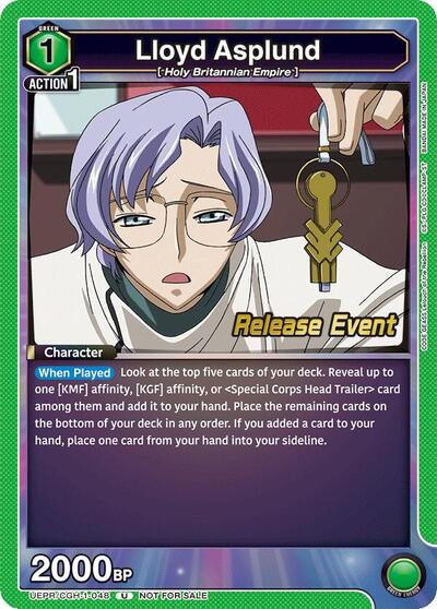 Lloyd Asplund (Code Geass: Lelouch of the Rebellion Release Event Cards) Near Mint - Nick Nack's Full Frontal Attack