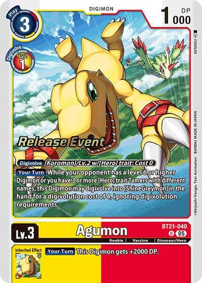Agumon BT21-040 (World Convergence Release Event Cards) Near Mint