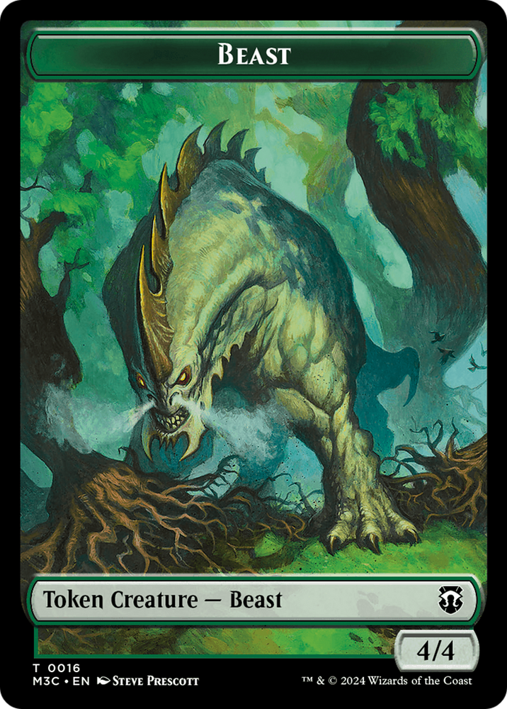 Elephant (Ripple Foil) // Beast (0016) Double-Sided Token [Modern Horizons 3 Commander Tokens]