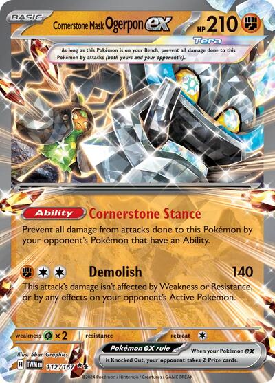 Cornerstone Mask Ogerpon ex - 112 (SV06: Twilight Masquerade) Near Mint Holofoil - Nick Nack's Full Frontal Attack