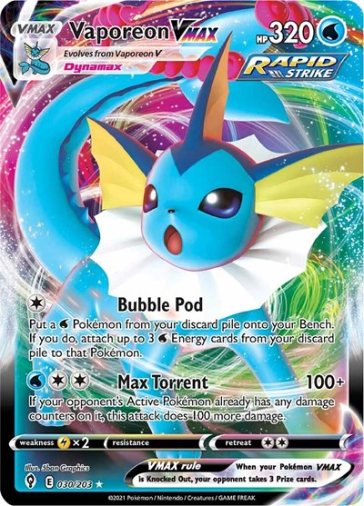 Vaporeon VMAX (SWSH07: Evolving Skies) Near Mint Holofoil