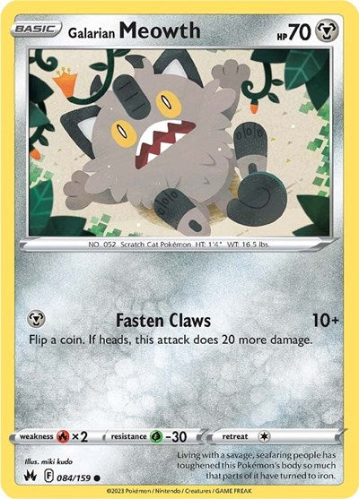 Galarian Meowth (Crown Zenith) Near Mint Reverse Holofoil