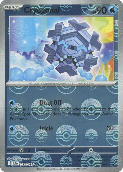 Cryogonal (Poke Ball Pattern) (SV: Black Bolt) Near Mint Holofoil - Nick Nack's Full Frontal Attack