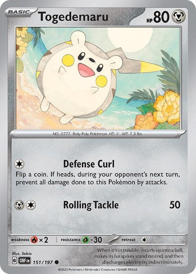 Togedemaru (Scarlet and  Violet: Obsidian Flames) Near Mint
